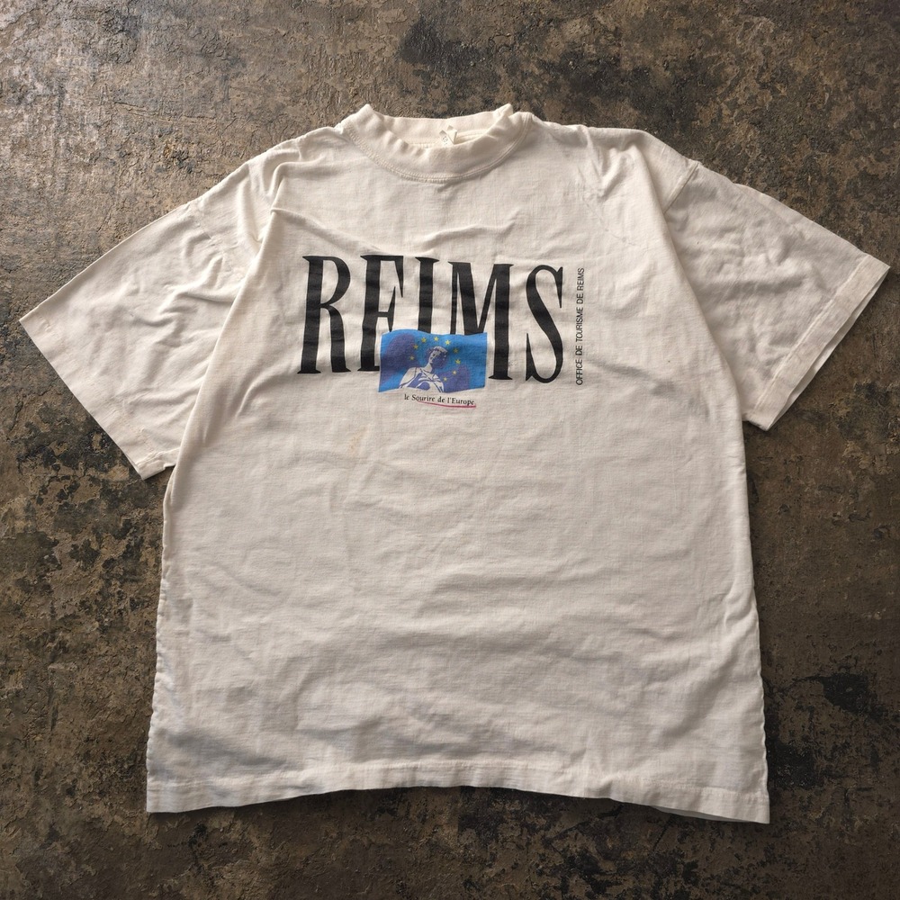 Vintage 90s White Reims Office De Tourisme De Reims T-shirt XL Made in France